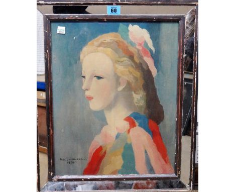 After Marie Laurencin, Head study of a girl, reproduction print, 39cm x 31cm.