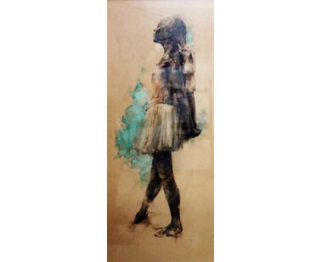 Michael R. Hyam (b.1960), Study of Degas' little dancer, watercolour, signed, 75cm x 32cm. DDS
