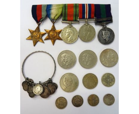 A group of five medals, comprising; The 1939-1945 Star, The Atlantic Star, The Defence Medal, The War Medal and The General S