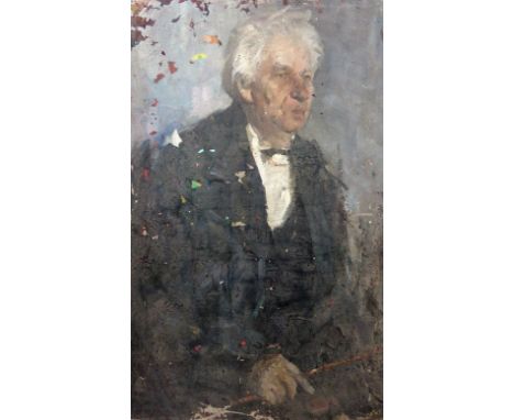 Russian School, (20th century), Portrait of an elderly man, oil on canvas, unframed and unstretched, 106cm x 67cm.