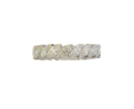 A diamond eternity ring, comprising nineteen marquise cut diamonds, estimated total diamond weight 2.30cts, estimated colour 