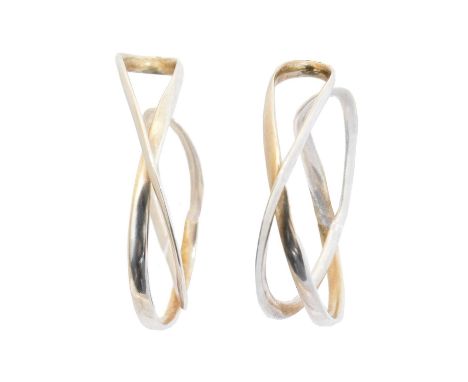 A pair of Georg Jensen silver 'Infinity' earrings, pattern 452B, designed by Regitze Overgaard, hallmarks for Birmingham, len