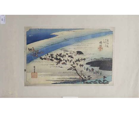 UTAGAWA HIROSHIGE (JAPANESE 1797-1858),SHIMADA OIGAWA SUNGAN (THE SURUGA BANK OF THE OI RIVER NEAR SHIMADA), FROM THE SERIES 