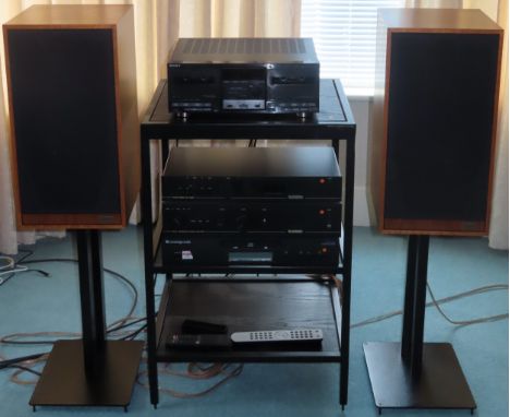 Stereo system comprising of Sugden Stereo FM Tuner, Sugden Stereo Amplifier, Cambridge Audio Compact Disc player, Sony HX PRO