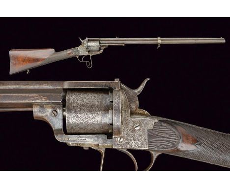 A Lefaucheux revolving rifle, dating: about 1870, provenance: France, dating: about 1870, provenance: France, Octagonal, rifl