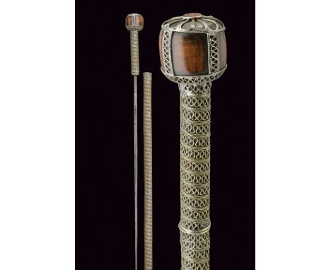 A sword stick, dating: circa 1900, provenance: Ottoman Empire, dating: circa 1900, provenance: Ottoman Empire, Iron blade of 