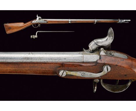 A percussion gun with bayonet, dating: second quarter of the 19th Century, provenance: Swiss, dating: second quarter of the 1