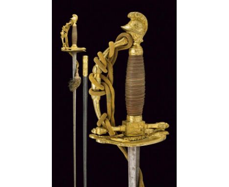 A Navy officer's sword, dating: circa 1800, provenance: France, dating: circa 1800, provenance: France, Straight blade of tri