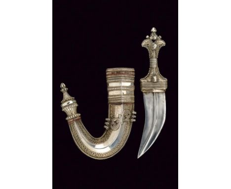 A silver mounted jambiya, dating: Second quarter of the 20th Century, provenance: Oman, dating: Second quarter of the 20th Ce