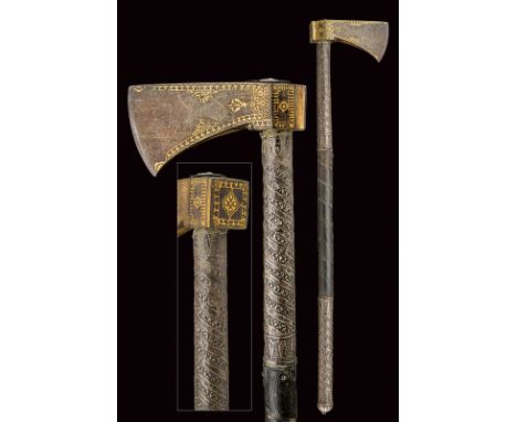 A fine gilded tabarzin (horseman's axe), dating: 18th Century, provenance: Indopersia, dating: 18th Century, provenance: Indo