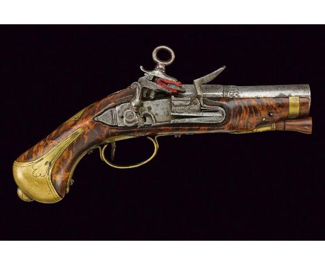 A flintlock traveling pistol, dating: 18th Century, provenance: Central Italy, dating: 18th Century, provenance: Central Ital