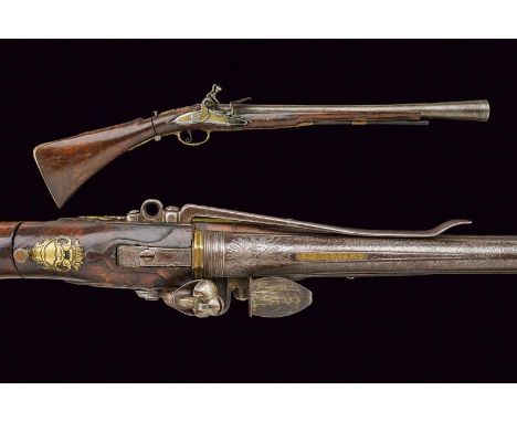 A fine flintlock folding blunderbuss by Luca Zugno, dating: Second half of the 18th Century, provenance: Brescia, dating: Sec