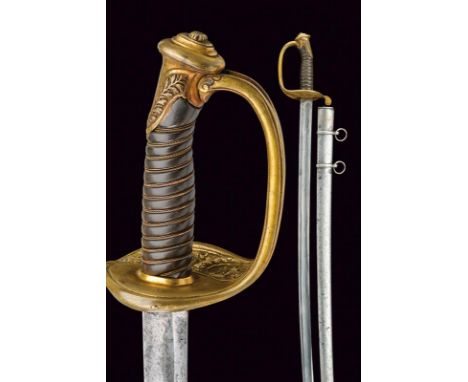 An officers sabre, dating: 1857, provenance: Naples, dating: 1857, provenance: Naples, Slightly curved, single-and false-edge