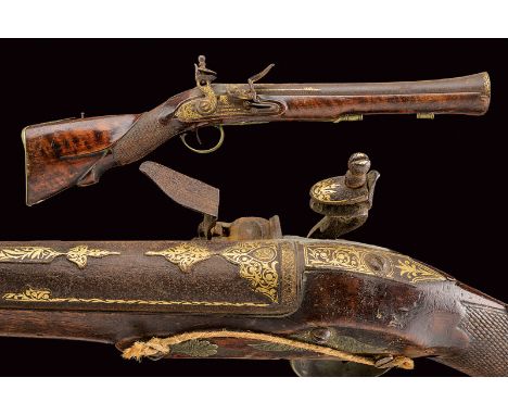 A rare flintlock blunderbuss with gilded decorations, dating: first quarter of the 19th Century, provenance: Turkey, dating: 