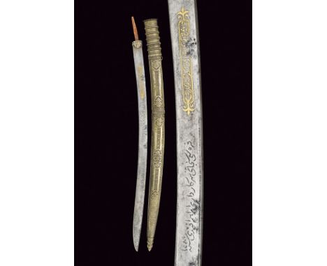 A blade and scabbard of a yatagan, dating: , provenance: Turkey, dating: , provenance: Turkey, Curved, flat, single-edged bla