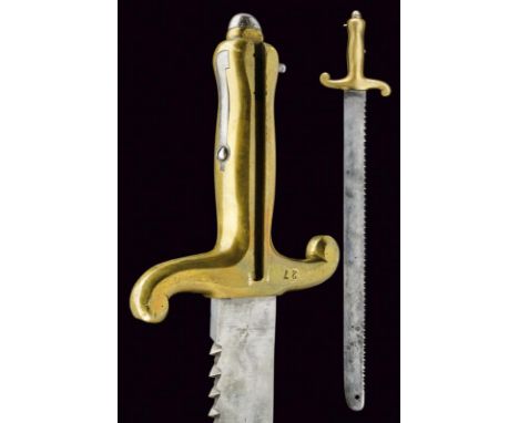 A saw back bayonet, dating: First half of the 19th Century, provenance: Swiss, dating: First half of the 19th Century, proven