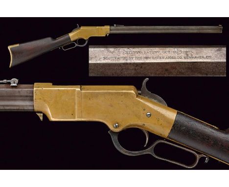 An extremely rare brass frame Henry rifle, dating: about 1870, provenance: USA, dating: about 1870, provenance: USA, Octagona