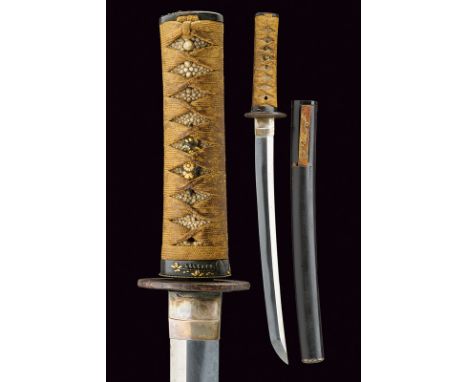 A wakizashi, dating: 19th Century, provenance: Japan, dating: 19th Century, provenance: Japan, Blade (33.2 cm) with invisible