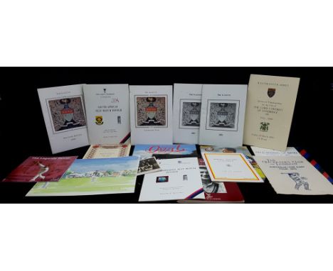 Cricket Interest - South African test match dinner 2005; Bicentenary of the Marylebone Cricket Club 1987; post card of Austra