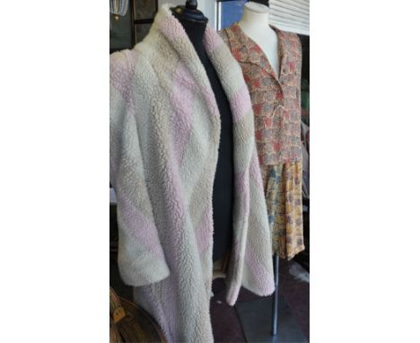 A vintage Biba 3 colour chevron pattern ladies coat, together with a Biba brown peplum blouse and a multi colour Biba blouse 