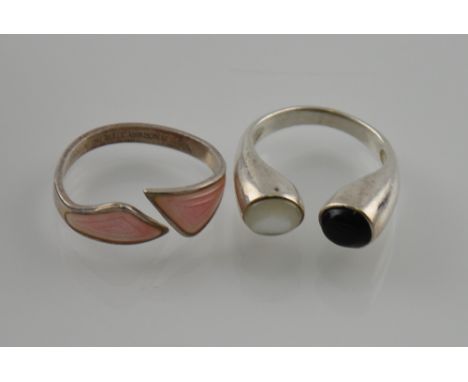 A Norwegian enamelled Sterling silver ring, together with another similar (2)