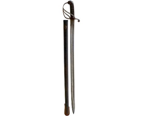 69cm fullered blade by LEGG, etched with scrolling foliage, laurel wreaths, an artillery piece and 1st Sussex Volunteer Artil