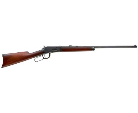 25.5inch sighted octagonal barrel with half-length tube magazine, fitted with rear ramp sights, the steel action with stamped