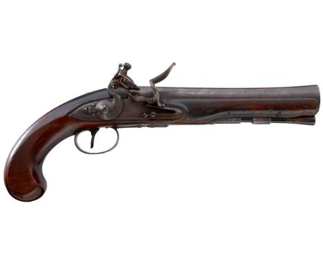 8inch barrel with flared muzzle, engraved H.W. MORTIMER LONDON on the sighting flat, border engraved bevelled lock signed H.W
