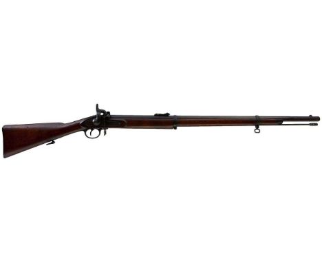 33inch sighted barrel fitted with ramp and ladder rear sights, border engraved plain lock, full stocked with regulation steel