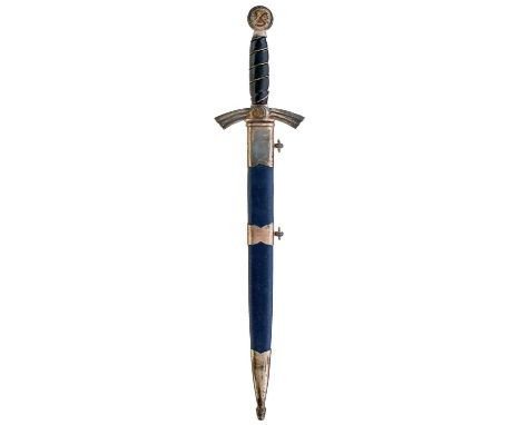 16cm flattened diamond section blade marked DRGM, regulation plated hilt with wire bound leather grip, in its plated mounted 