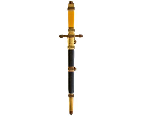 24cm flattened diamond section blade etched with an eagle and Honor i Ojczyzmo, regulation brass hilt with orange celluloid g
