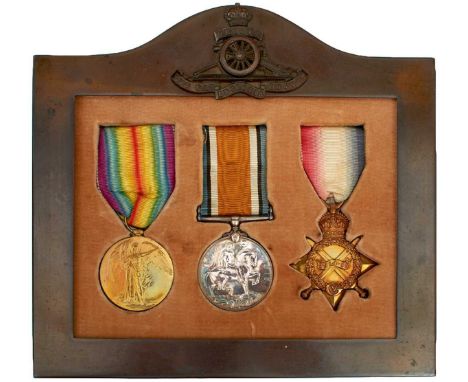 comprising 1914-15 Star, British War Medal and Victory medal named to 498 TPTR R G PERCIVAL HAC on the star and then with the
