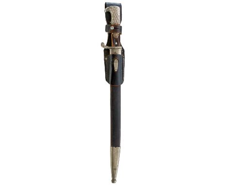 33cm fullered blade by Eickhorn, regulation nickel hilt, two-piece riveted stag's horn grips applied with the police badge to