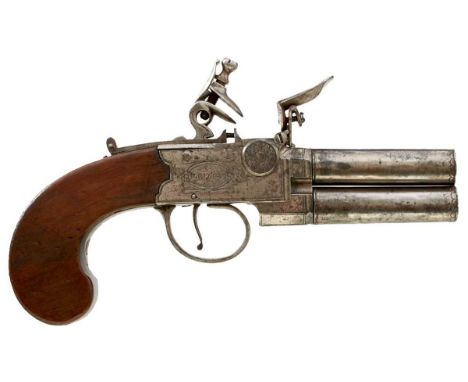 2.5inch turn-off barrels with scallop engraved muzzles, border engraved action signed P. BOND LONDON, tap mounted on the left