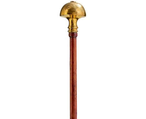 the domed brass finial inscribed FAITHFUL FRIENDS SOCIETY 1777 and embellished with flourishes, on slender wooden haft with r