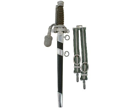25.5cm flattened diamond section blade by Horster, regulation alloy hilt with wire bound leather grip, in its alloy mounted l