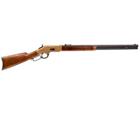 24.25inch sighted octagonal barrel with full length tube magazine, fitted with ramp and ladder rear sights, stamped with the 