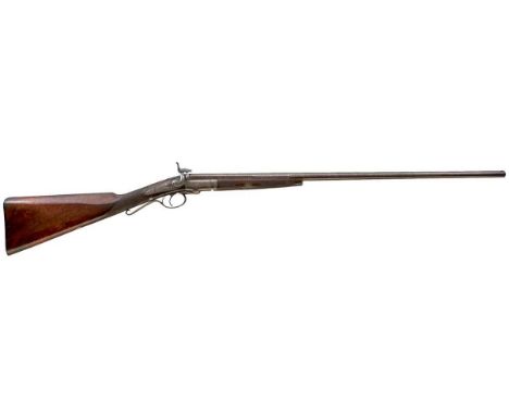 28inch sighted browned damascus two-stage barrel engraved John Manton &amp; Son Dover Street London, border and scroll engrav