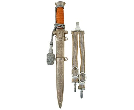 25cm flattened diamond section blade, regulation plated hilt with ribbed orange celluloid grip, in its plated stippled steel 
