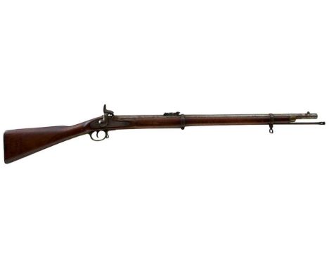 29inch sighted barrel fitted with ramp and ladder rear sights, border engraved lock stamped 1862 over TOWER and with a crown 
