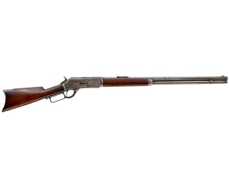 28inch sighted octagonal barrel with full length tube magazine, fitted with rear ladder sights and stamped with the manufactu