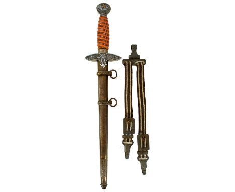 25.5cm flattened diamond section blade by Eickhorn, regulation allow hilt with gilt highlights, wire bound orange celluloid g