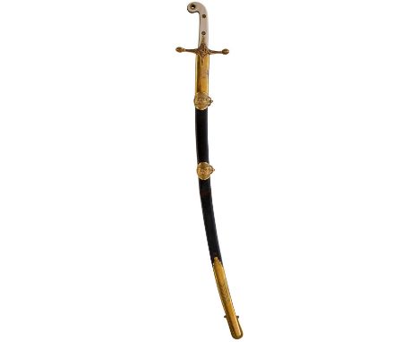 70cm curved clipped back blade decorated with scrolling foliage and stands of arms, maker's panel for COLLEY, LONDON, regulat