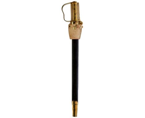 58cm saw backed blade, regulation brass stirrup hilt, the guard engraved 3VB WEL. REGT CARDIFF DET and numbered 1, ribbed bra