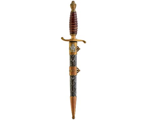 23.5cm flattened diamond section blade etched with the Yugoslavian crest and a maker's panel, regulation brass hilt with ribb
