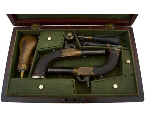 2.25inch turn-off barrels with linear engraving at the muzzles and breeches, border and scroll engraved actions signed W. PAR