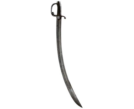 84cm curved fullered broad blade with clipped back tip, stamped at the forte with a British Ordnance mark and two sold out of