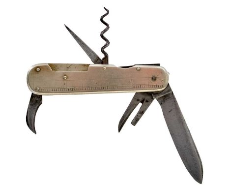 c.1900, signed with Encore and 3 diamonds mark, 11cm long overall, comprising signed main 8.5cm blade, corkscrew, foil cutter