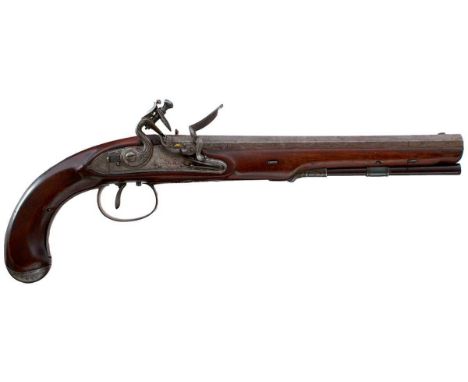 10inch sighted octagonal damascus barrel engraved LONDON on the top flat, border engraved stepped and bolted lock signed J. P