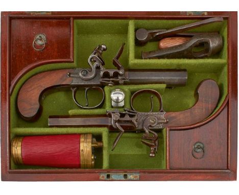 3inch turn-off sighted octagonal barrels engraved SMITH LONDON on the top flats, bayonets mounted on the left side and releas